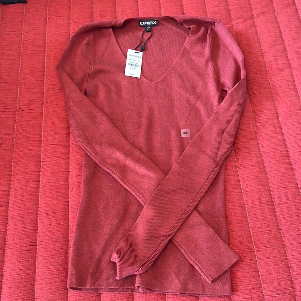 Express shirt, long sleeve, v-neck, x-small, new with tags